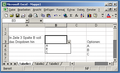 Excel Drop Down Liste